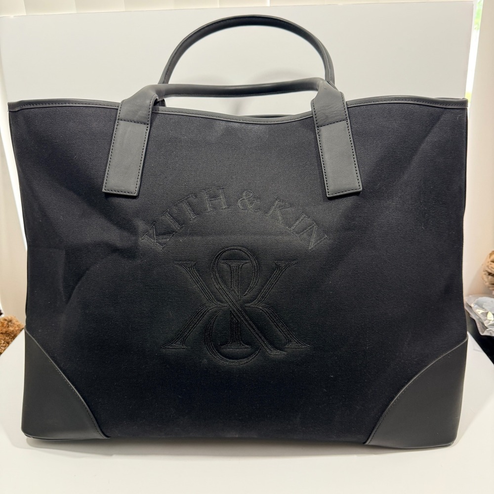 Kith Tote Bag Mens OS Black Excellent Winter 24 Canvas Leather KHM040177